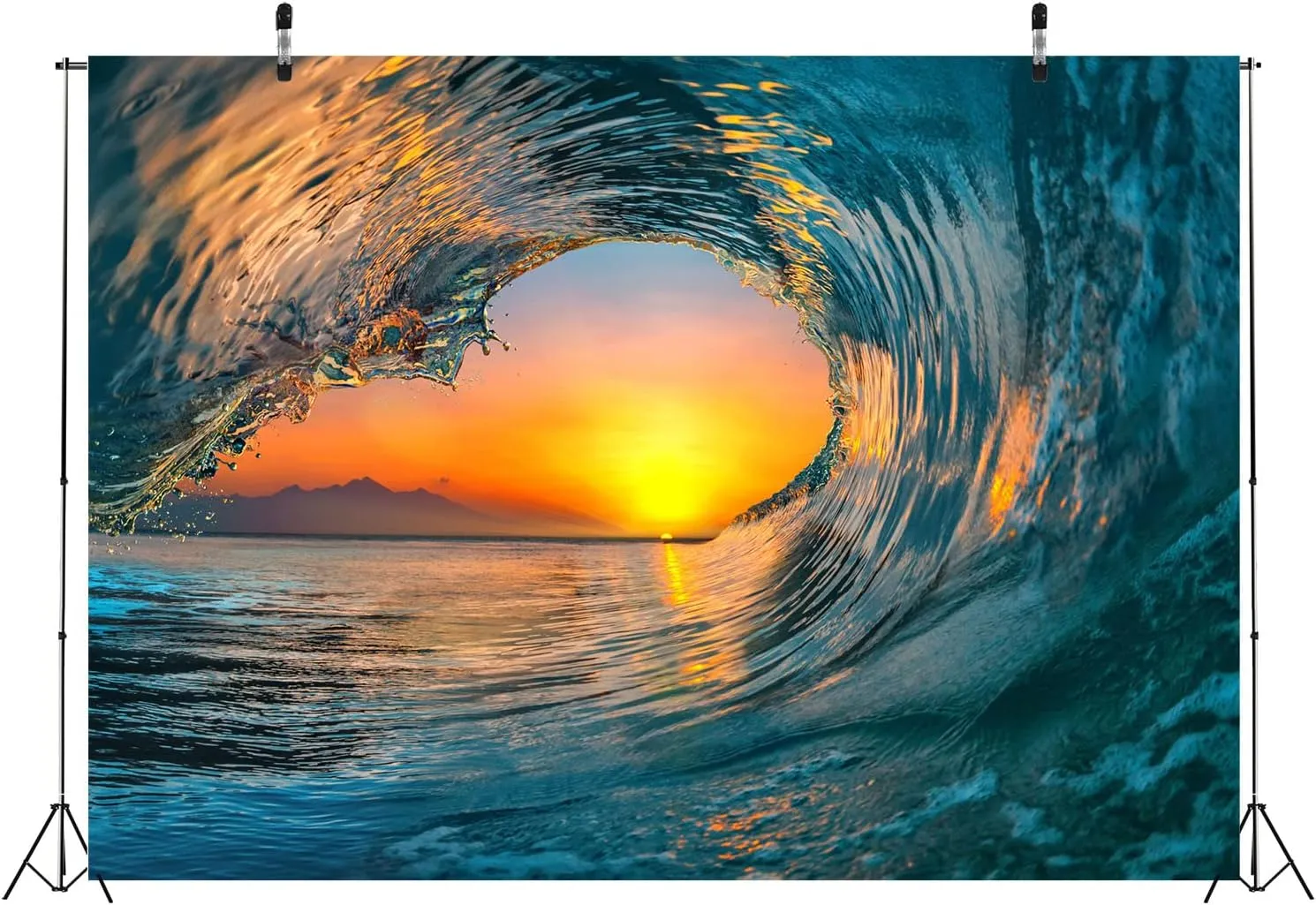 BELECO 9x6ft Fabric Big Ocean Waves Photography Backdrop Tropical Summer Sea Wave Backdrop Surfing Wave Water Sport Sunset Background Wallpaper Children Baby Surfing Birthday Party Photo Props