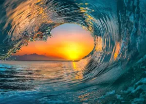 BELECO 9x6ft Fabric Big Ocean Waves Photography Backdrop Tropical Summer Sea Wave Backdrop Surfing Wave Water Sport Sunset Background Wallpaper Children Baby Surfing Birthday Party Photo Props
