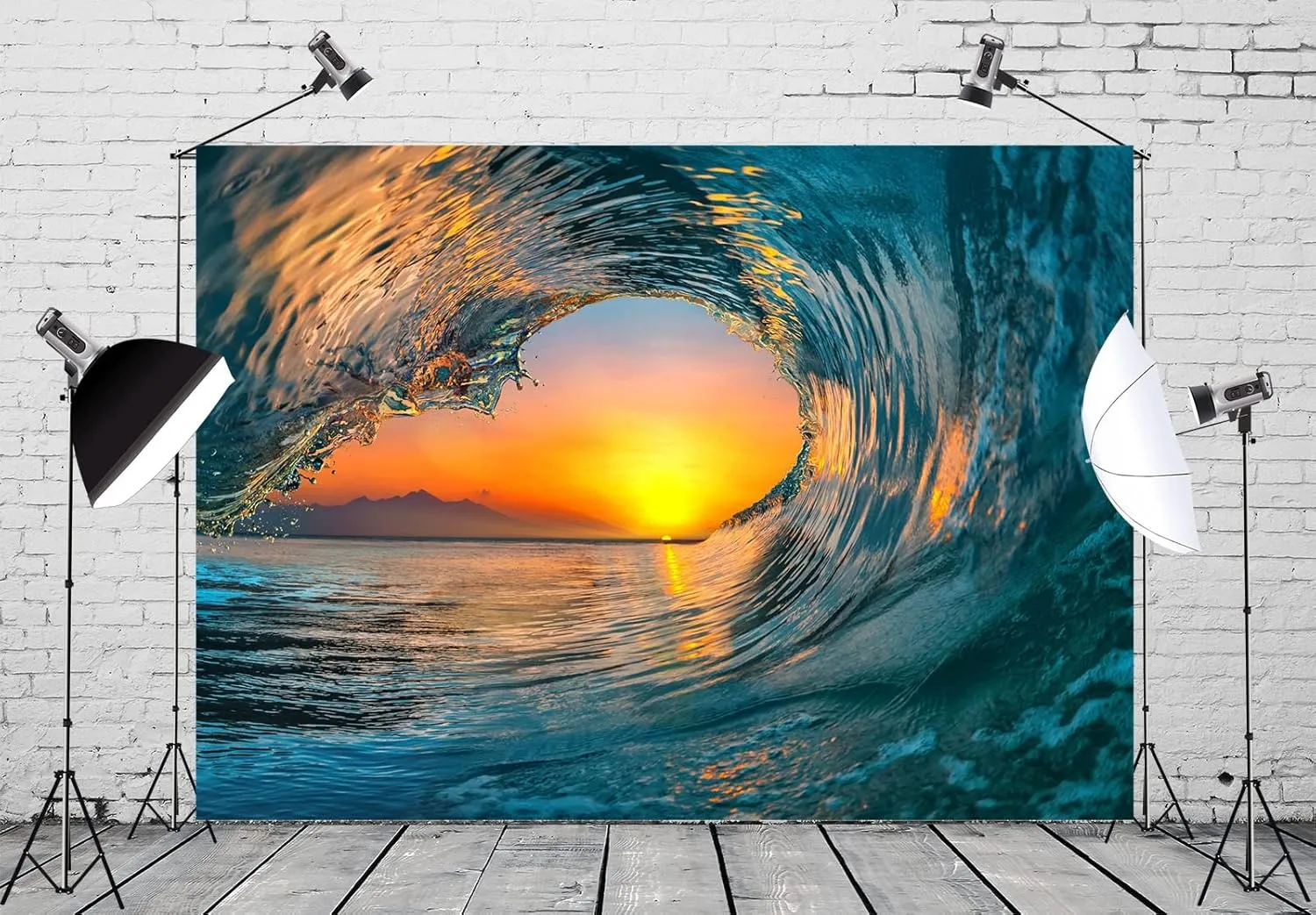 BELECO 9x6ft Fabric Big Ocean Waves Photography Backdrop Tropical Summer Sea Wave Backdrop Surfing Wave Water Sport Sunset Background Wallpaper Children Baby Surfing Birthday Party Photo Props