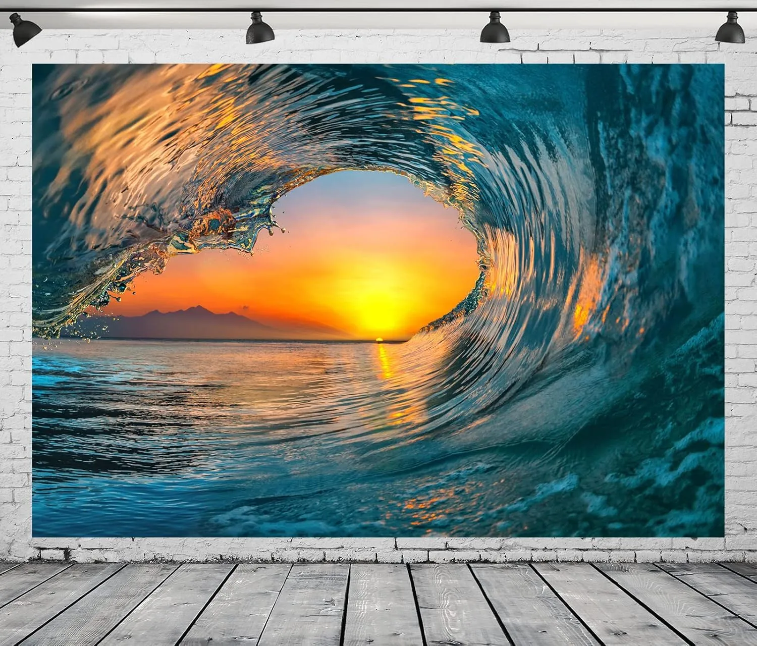 BELECO 9x6ft Fabric Big Ocean Waves Photography Backdrop Tropical Summer Sea Wave Backdrop Surfing Wave Water Sport Sunset Background Wallpaper Children Baby Surfing Birthday Party Photo Props