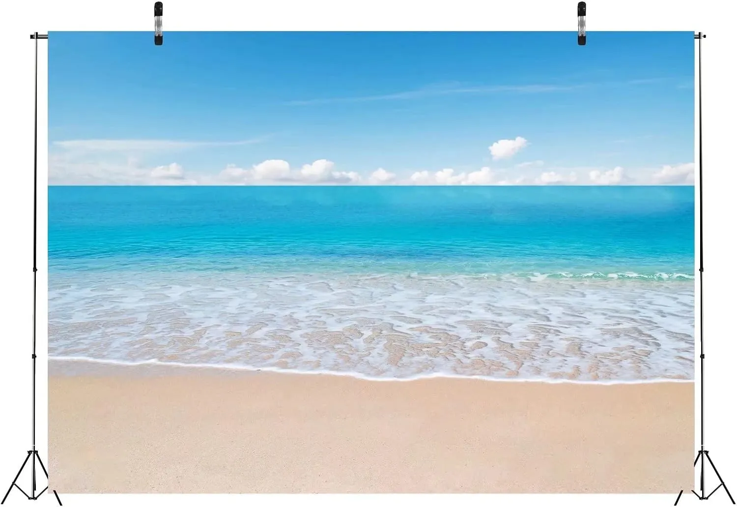 BELECO Tropical Beach Ocean Waves Backdrop 7x5ft Fabric Seaside Scenery Sand Beach Backdrop Luau Party Hawaiian Theme Photography Background Birthday Party Decor Wedding Photoshoot Studio Props