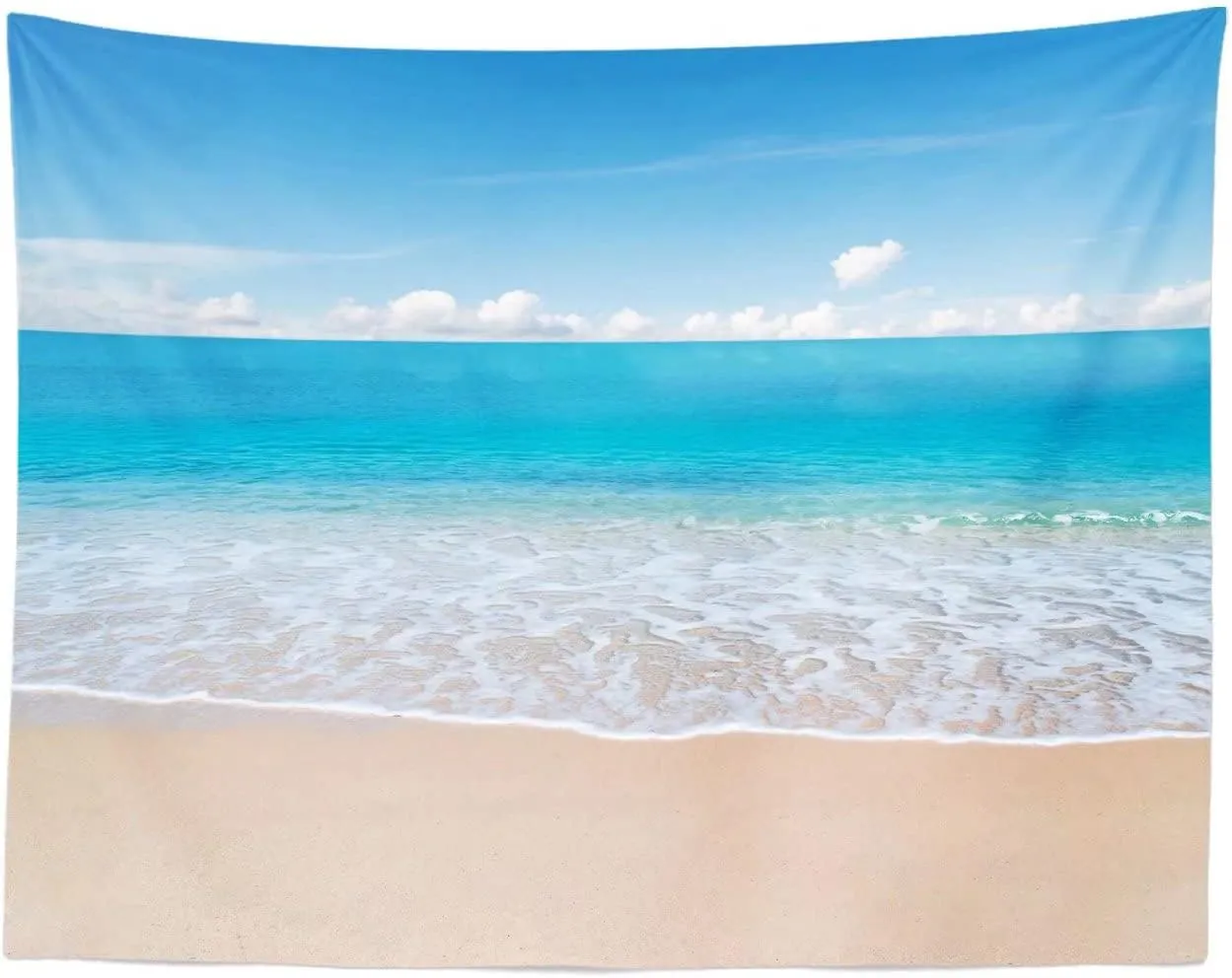 BELECO Tropical Beach Ocean Waves Backdrop 7x5ft Fabric Seaside Scenery Sand Beach Backdrop Luau Party Hawaiian Theme Photography Background Birthday Party Decor Wedding Photoshoot Studio Props