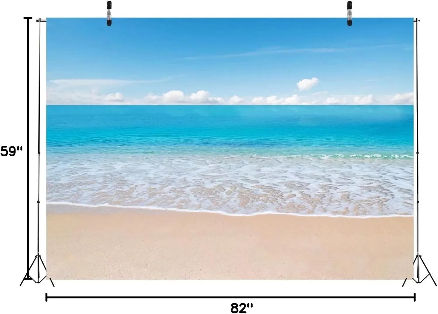 BELECO Tropical Beach Ocean Waves Backdrop 7x5ft Fabric Seaside Scenery Sand Beach Backdrop Luau Party Hawaiian Theme Photography Background Birthday Party Decor Wedding Photoshoot Studio Props