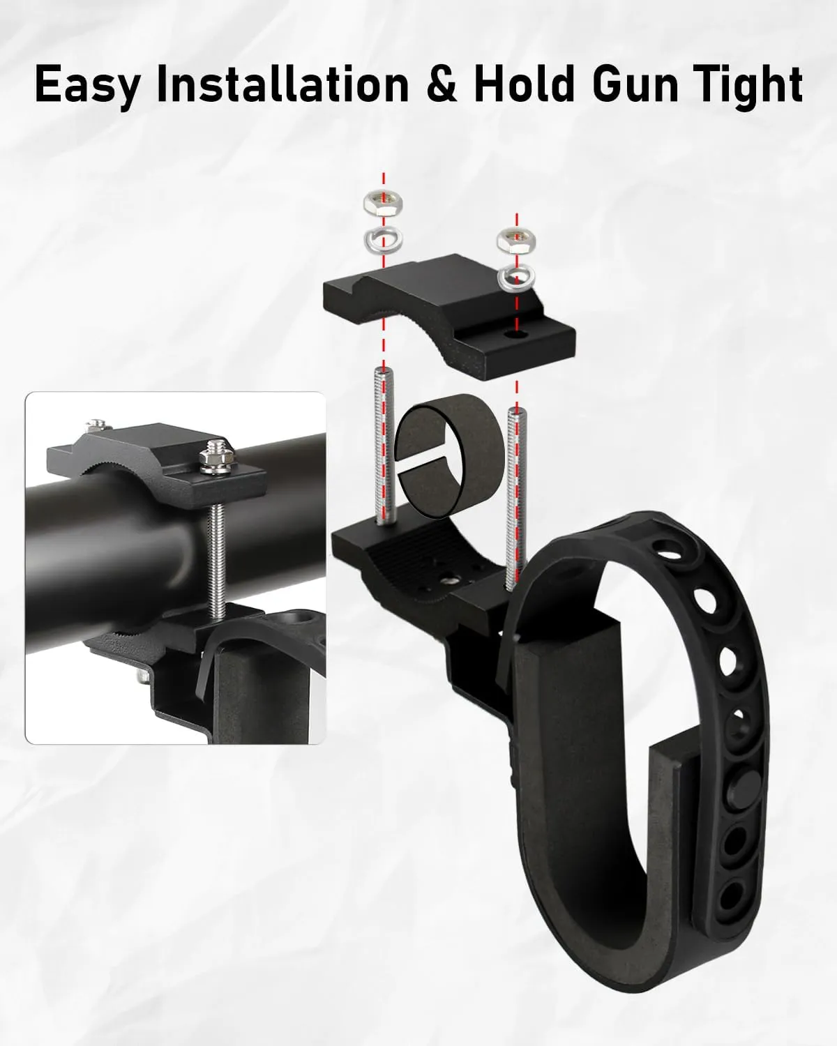 Belinous UTV Gun Holder, UTV Gun Rack Bow Rack Shovel Mount Fits for 1.75”- 2” Roll Bars Compatible with Polaris RZR Ranger Can-Am Kawasaki Snowmobile Golf Cart