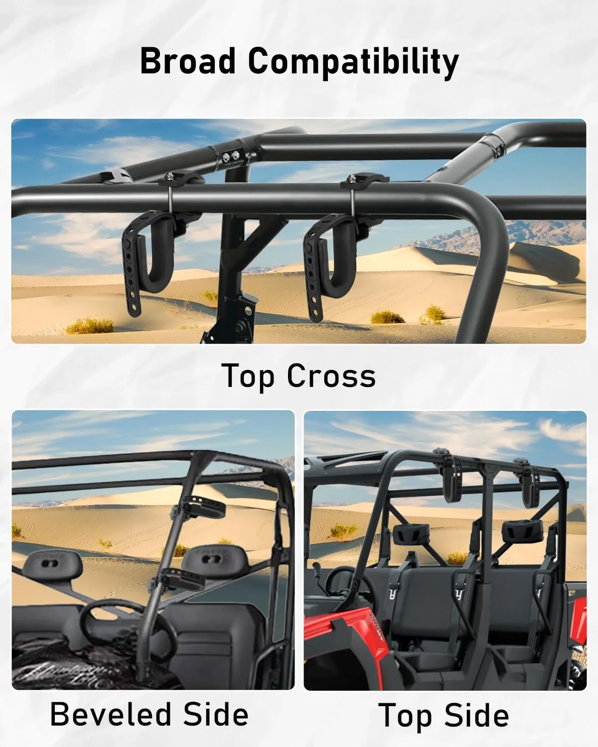 Belinous UTV Gun Holder, UTV Gun Rack Bow Rack Shovel Mount Fits for 1.75”- 2” Roll Bars Compatible with Polaris RZR Ranger Can-Am Kawasaki Snowmobile Golf Cart
