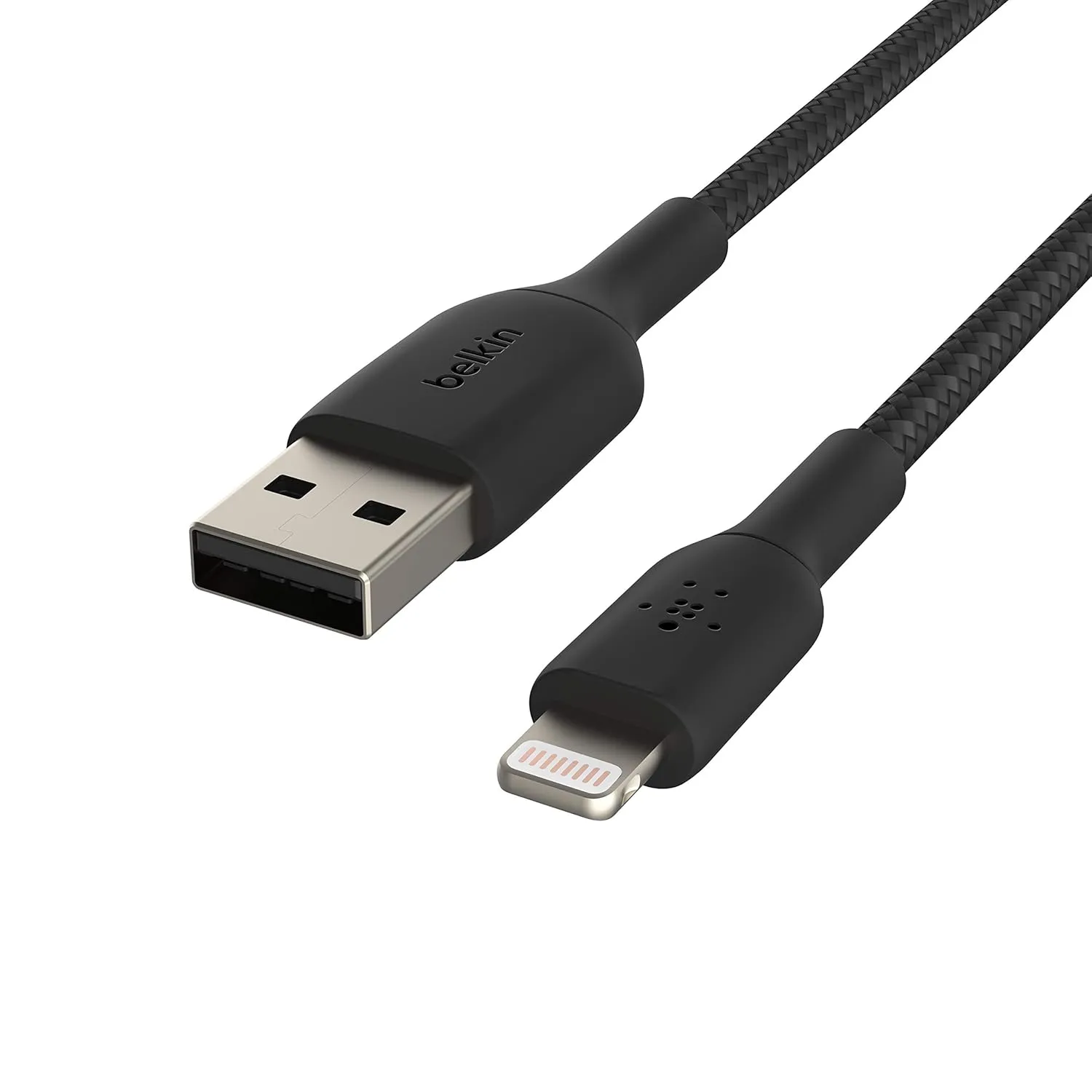 Belkin BoostCharge Braided Lightning Cable - 6.6ft/2M - MFi Certified Apple iPhone Charger USB to Lightning Cable 6ft - iPhone Cable - iPhone Charger Cable - Apple Charger - USB Phone Charger - Black
