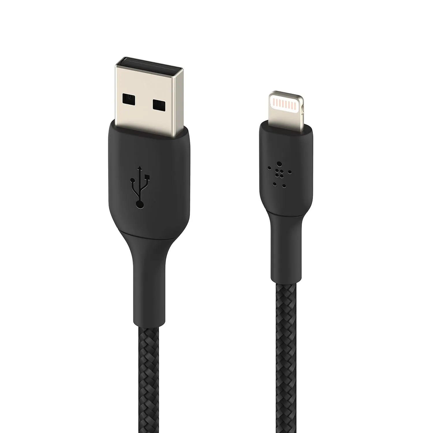 Belkin BoostCharge Braided Lightning Cable - 6.6ft/2M - MFi Certified Apple iPhone Charger USB to Lightning Cable 6ft - iPhone Cable - iPhone Charger Cable - Apple Charger - USB Phone Charger - Black