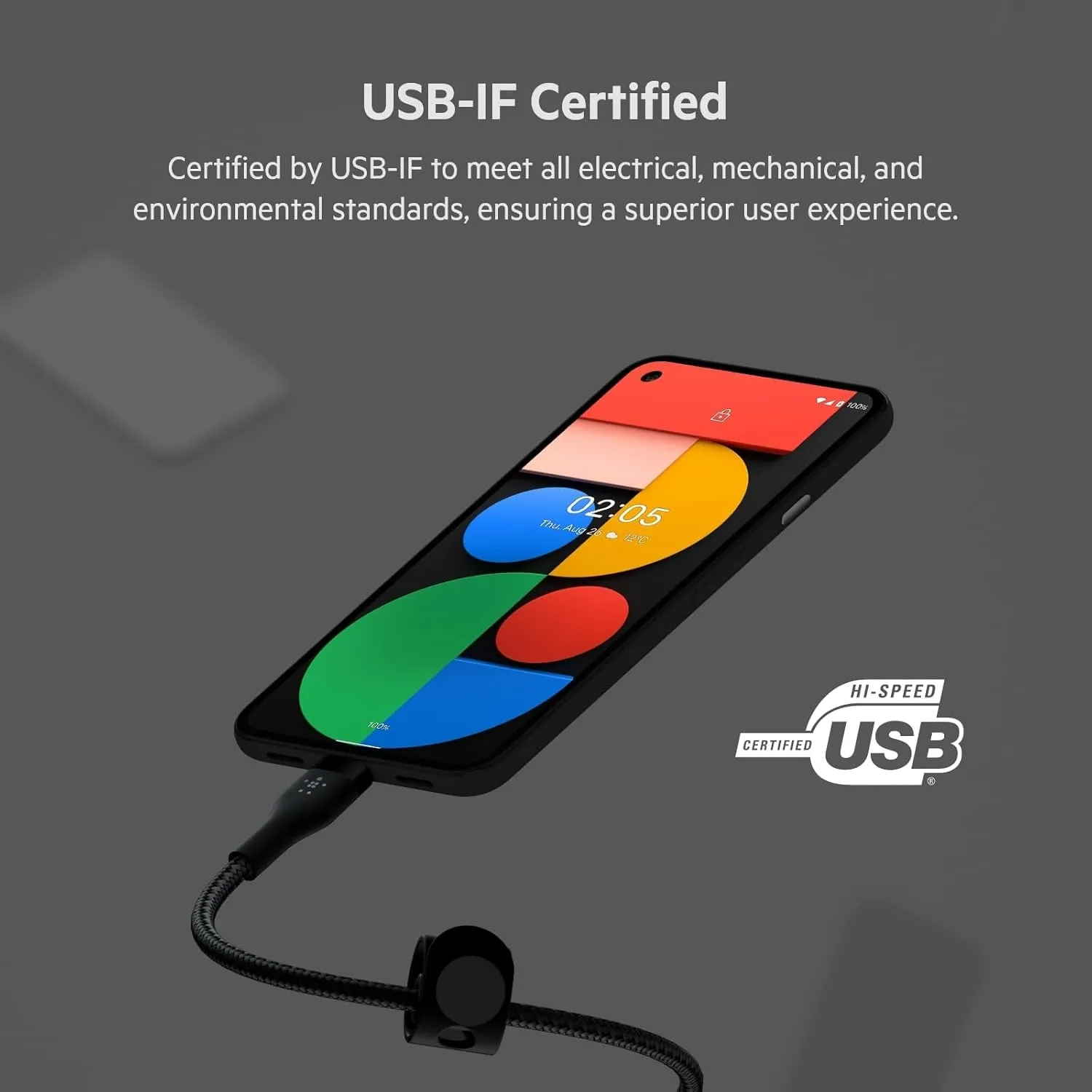 Belkin BoostCharge Pro Flex Braided USB-C to USB-A Cable (1M/3.3FT) USB-IF Certified Fast Charging Cable for iPhone 16, iPhone 16 Pro, iPad, Galaxy S25, Note, Pixel, Nintendo Switch 2 & More - Black