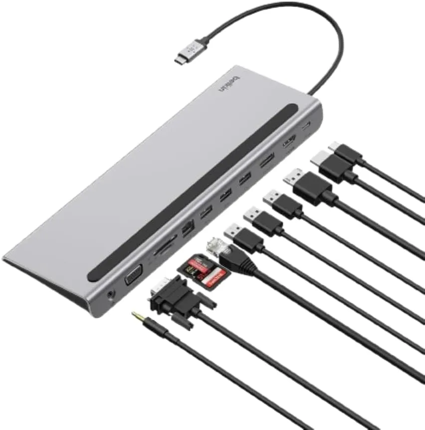 Belkin USB C Hub, 11-in-1 Multi-Port Laptop Dock with 4K HDMI, DP, VGA, USB C Docking Station with 100W Power Delivery, USB A, Gigabit Ethernet, SD, MicroSD, 3.5mm Port For MacBook Pro, Air and More
