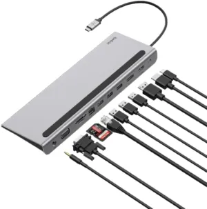 Belkin USB C Hub, 11-in-1 Multi-Port Laptop Dock with 4K HDMI, DP, VGA, USB C Docking Station with 100W Power Delivery, USB A, Gigabit Ethernet, SD, MicroSD, 3.5mm Port For MacBook Pro, Air and More