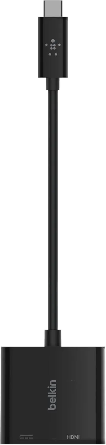 Belkin USB C to HDMI Adapter   USBC Charging Port to Charge While You Display, Supports 4K UHD Video, Passthrough Power up to 60W for Connected Devices, Compatible with MacBook, iPad, Windows