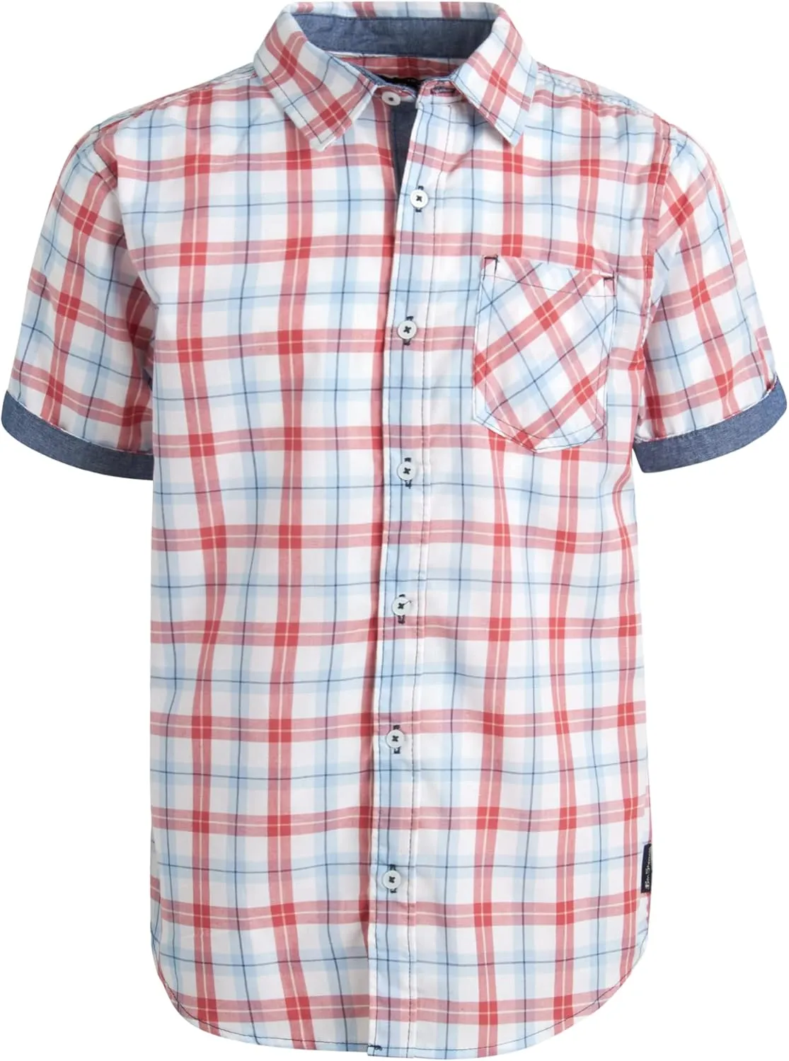 Ben Sherman Boys' Button Down Shirt - Casual Short Sleeve Woven Shirt - Kids' Collared Shirt for Boys (8-18)