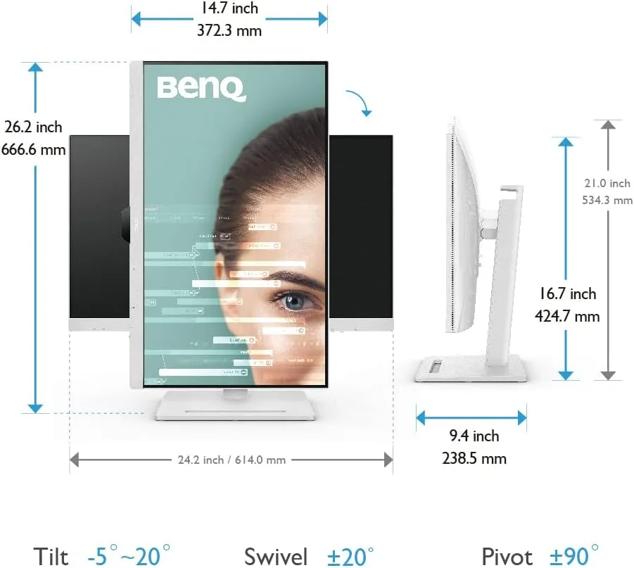 BenQ GW2790QT Productivity Monitor 27" 1440p | IPS| Eye-Care Tech | 99% sRGB | Brightness Intelligence Gen2 | Noise-Cancelling Mic & Speakers | Ergonomic | USB-C (65W) | USB Hub | DaisyChain | White