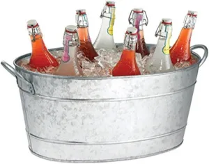 Benzara Galvanized Beverage Tub with Handles