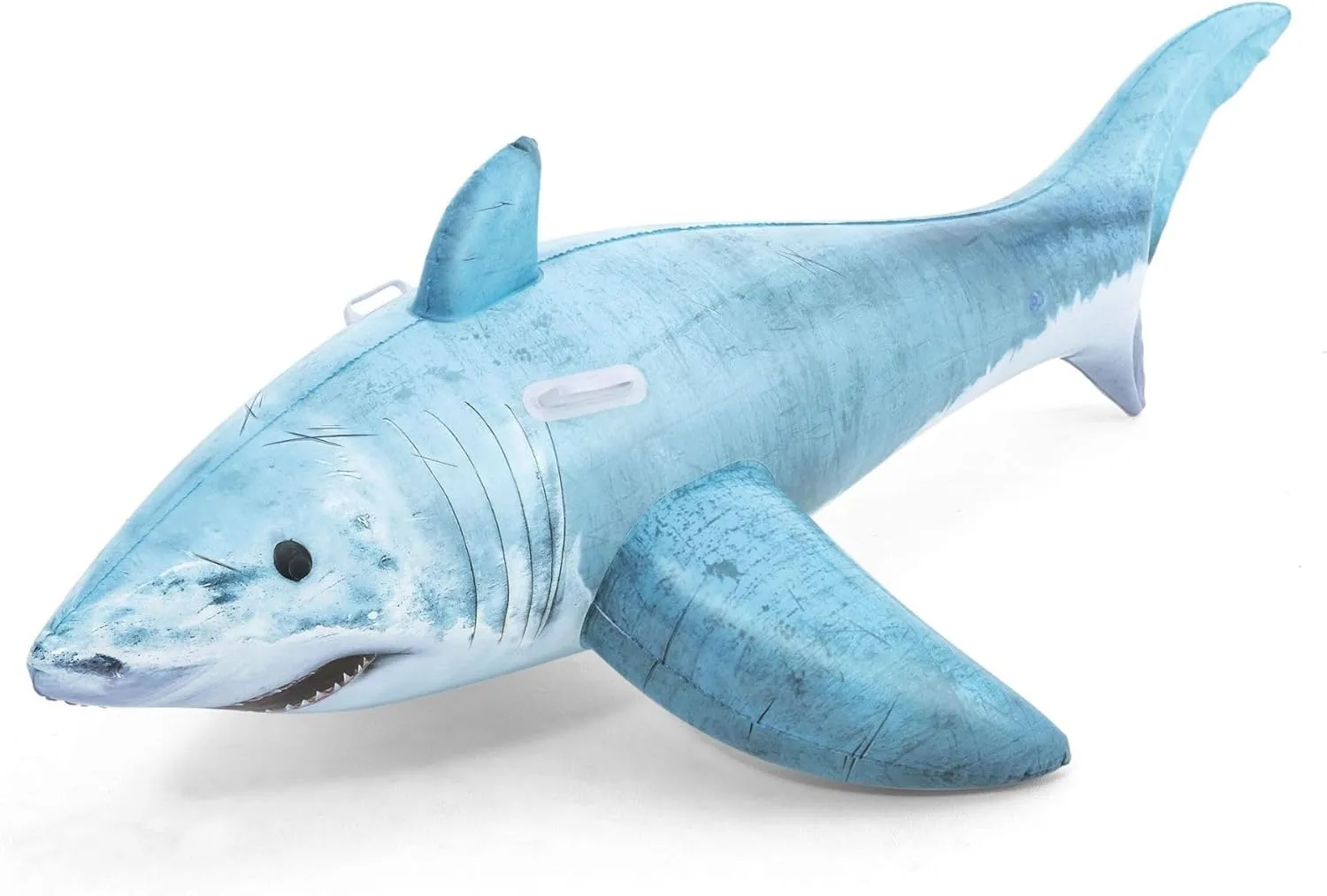 Bestway Realistic Shark Pool Float, Kids Inflatable Ride-On with Handles, Swimming Pool and Beach Toy, White