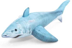 Bestway Realistic Shark Pool Float, Kids Inflatable Ride-On with Handles, Swimming Pool and Beach Toy, White