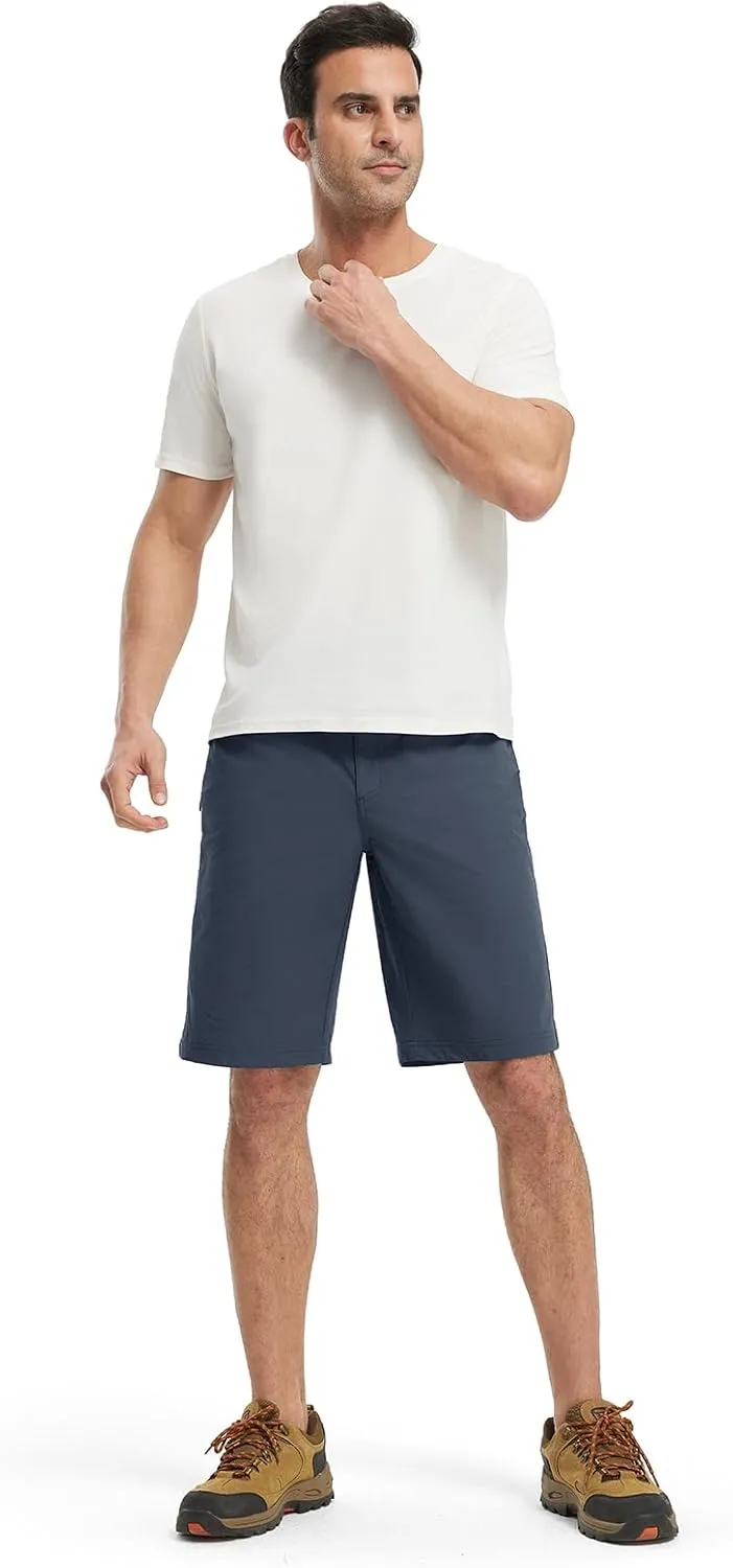 BGOWATU Men's Golf Shorts Stretch Casual Dress Work Shorts Hiking Shorts with 4 Pockets 11 Inch Inseam Lightweight