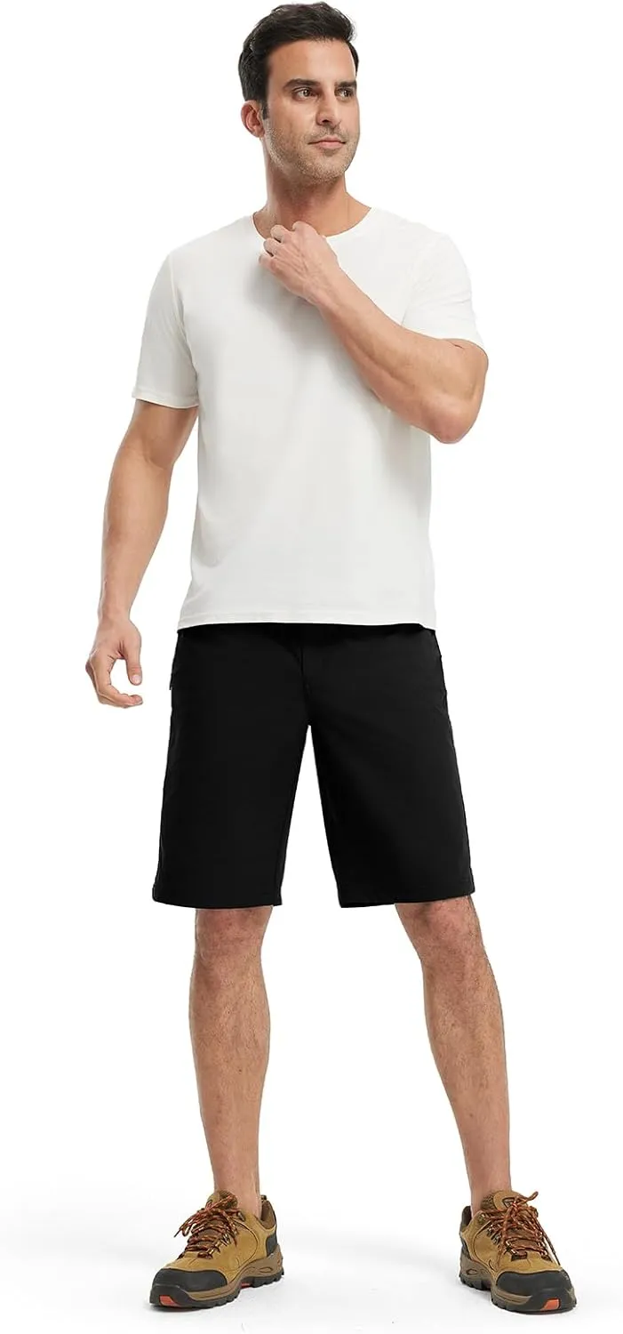 BGOWATU Men's Golf Shorts Stretch Casual Dress Work Shorts Hiking Shorts with 4 Pockets 11 Inch Inseam Lightweight