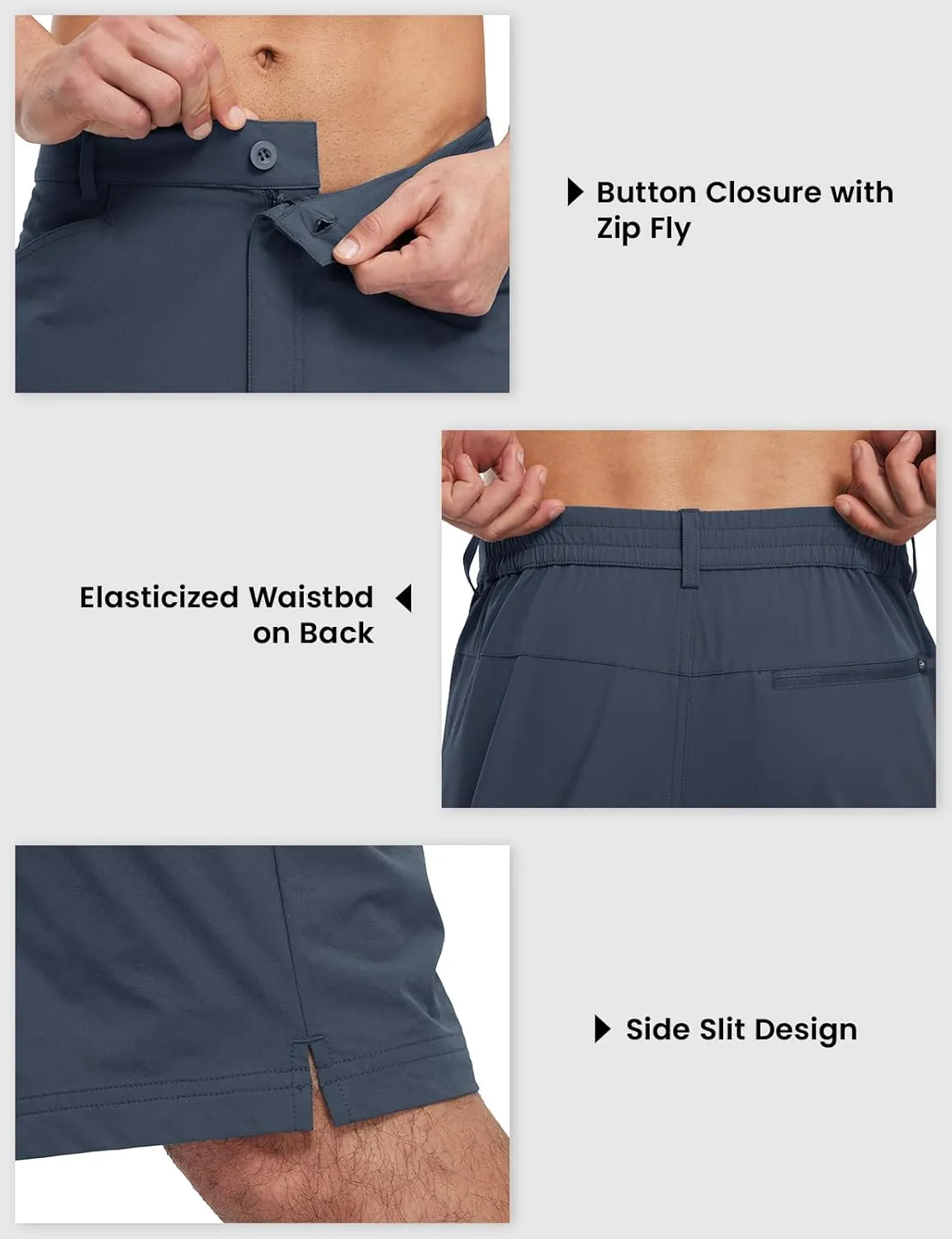 BGOWATU Men's Golf Shorts Stretch Casual Dress Work Shorts Hiking Shorts with 4 Pockets 11 Inch Inseam Lightweight
