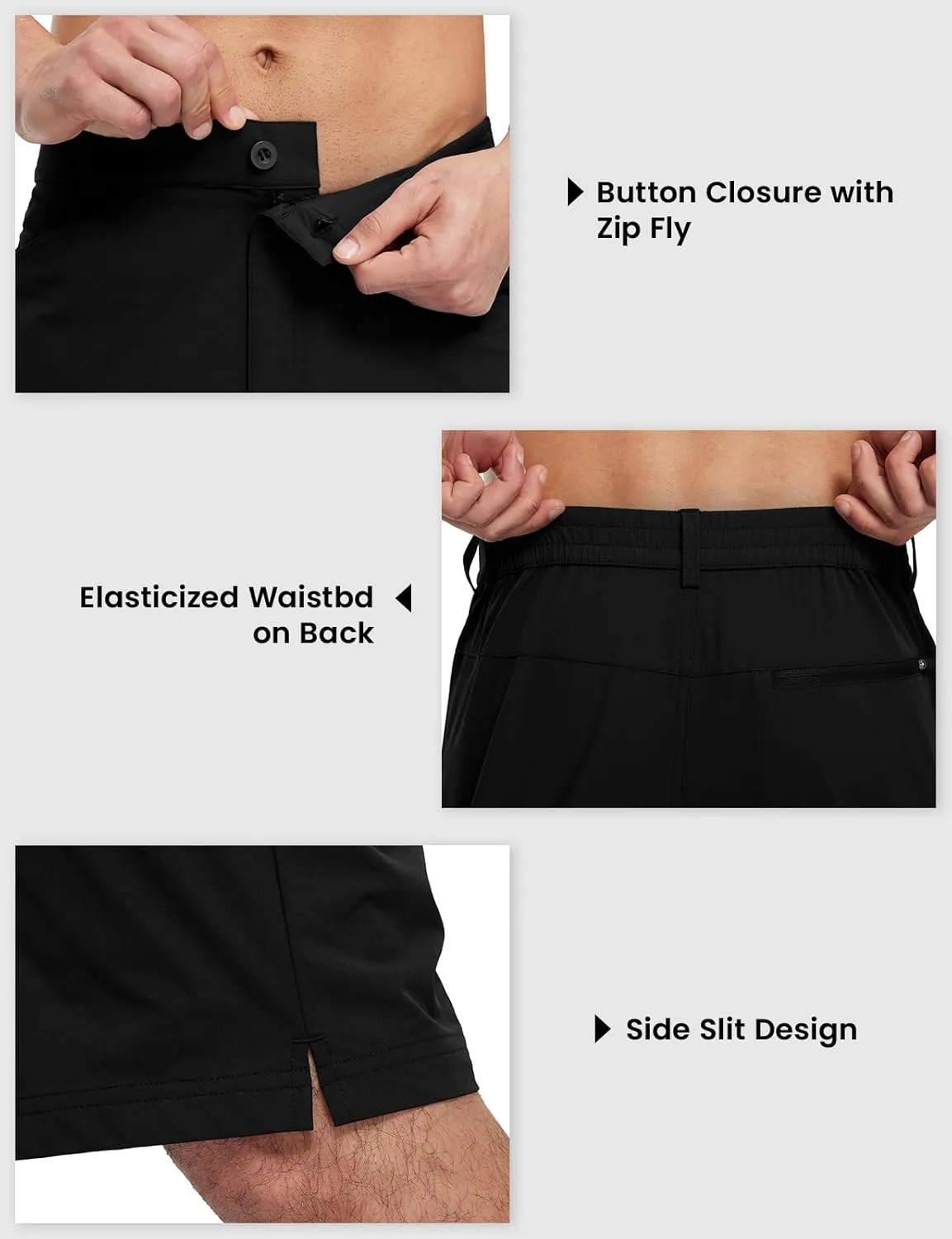 BGOWATU Men's Golf Shorts Stretch Casual Dress Work Shorts Hiking Shorts with 4 Pockets 11 Inch Inseam Lightweight
