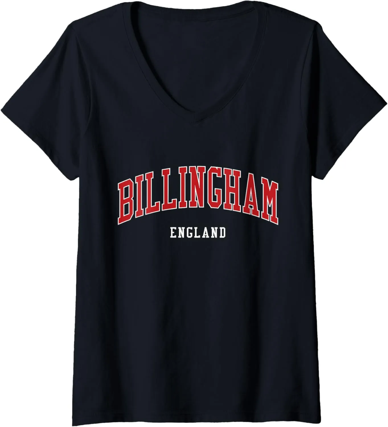Billingham England College University Style V-Neck T-Shirt