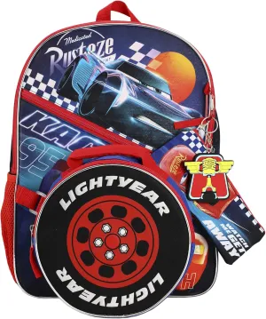 BIOWORLD Men's Cars 3 5-Piece Backpack Set (Little Big Kid), Red, One Size