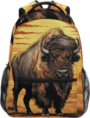Bison and Sun Boys Girls Kids School Backpacks Bookbag, School Bag Travel Backpack Daypack
