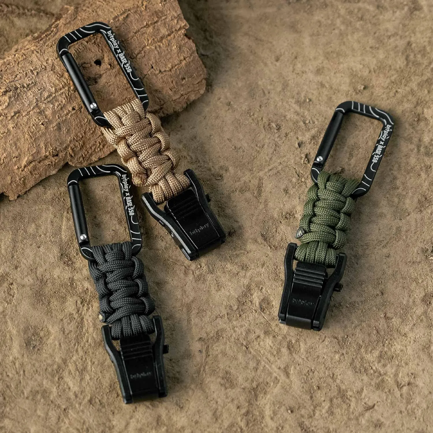 bitplay Paracord Quick-Release Carabiner - Base550/ for Outdoor Adventures/Camping, Hiking, and Gym Activities/for use with hammocks, Keychains, and Other Utility Items