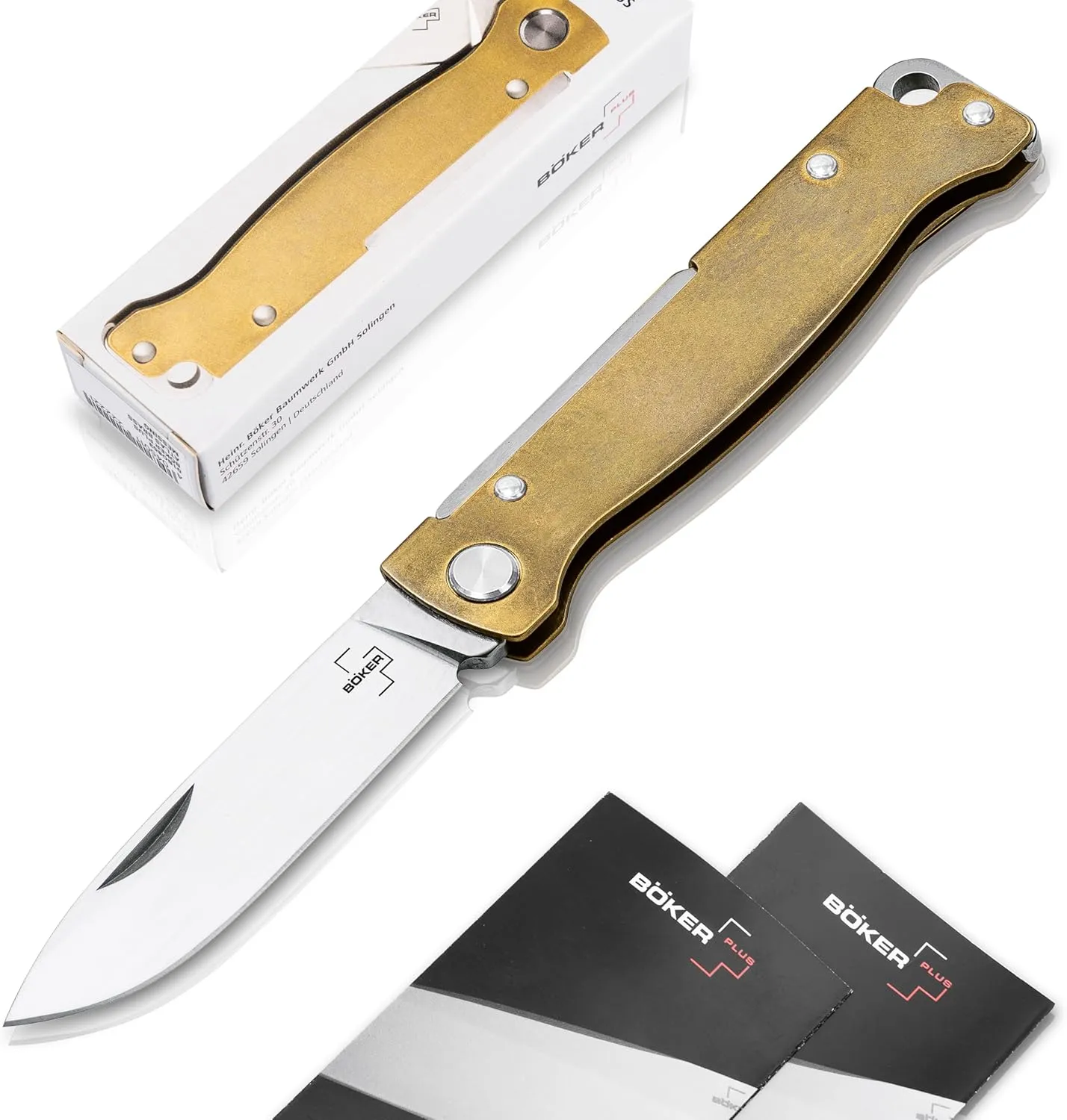 Böker PLUS® Atlas knife - small slipjoint folding pocket knife - metal handle - EDC full metal knife - vintage Sandvik