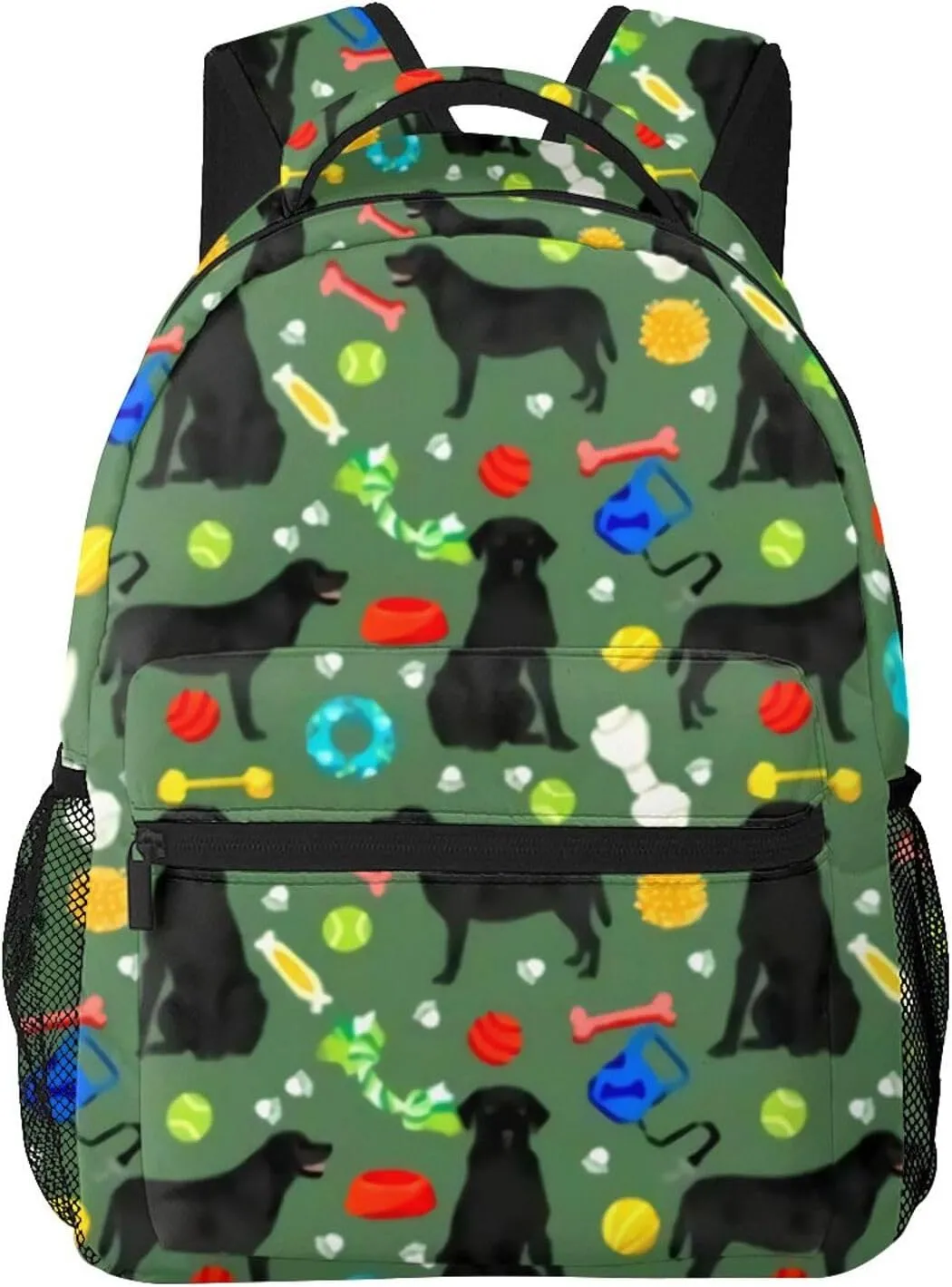 Black Lab Dog Cute Labrador Toys Design Green Backpack Laptop Backpack Sports Travel Shoulder bag Light casual backpack