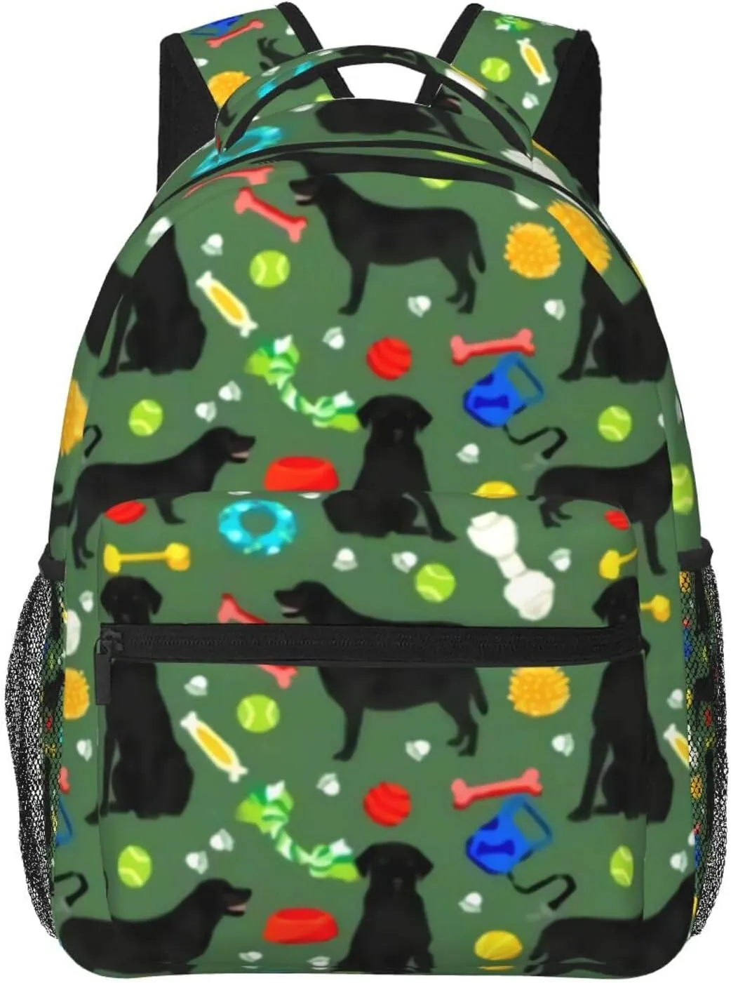 Black Lab Dog Cute Labrador Toys Design Green Backpack Laptop Backpack Sports Travel Shoulder bag Light casual backpack