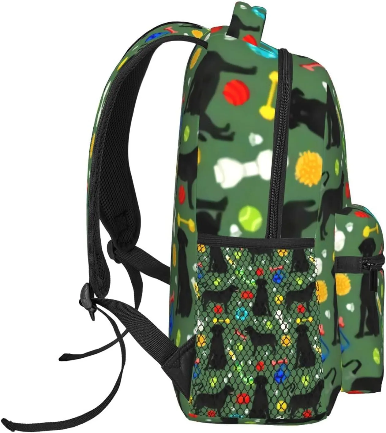 Black Lab Dog Cute Labrador Toys Design Green Backpack Laptop Backpack Sports Travel Shoulder bag Light casual backpack