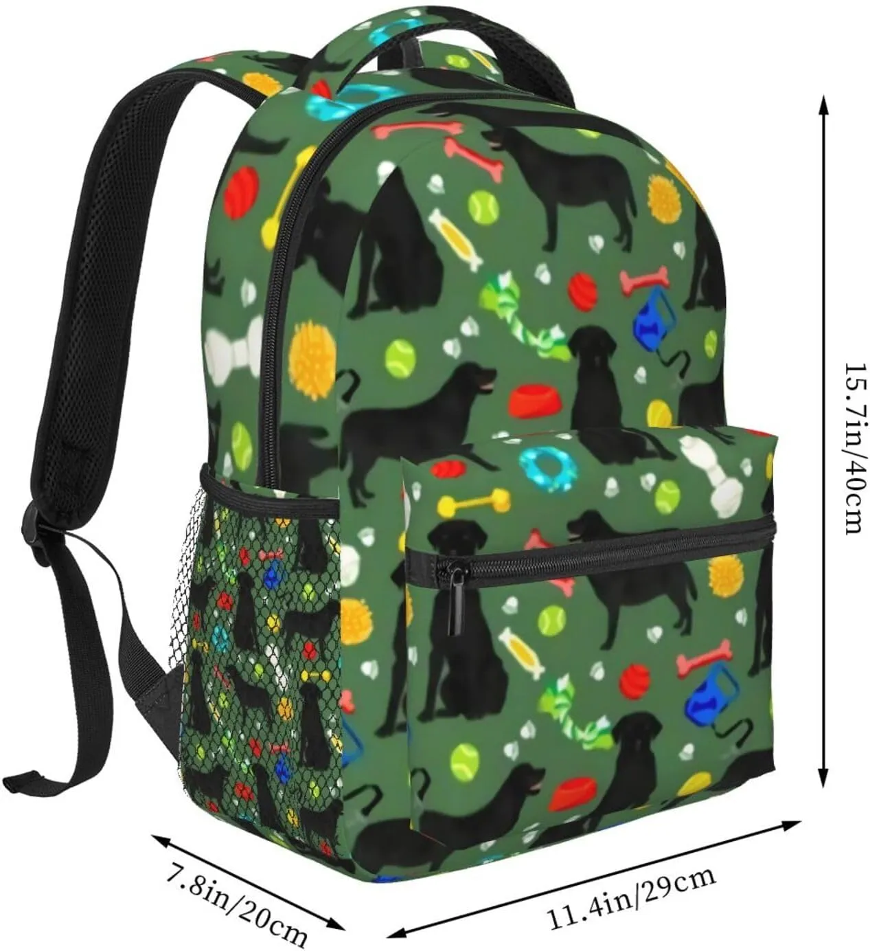Black Lab Dog Cute Labrador Toys Design Green Backpack Laptop Backpack Sports Travel Shoulder bag Light casual backpack