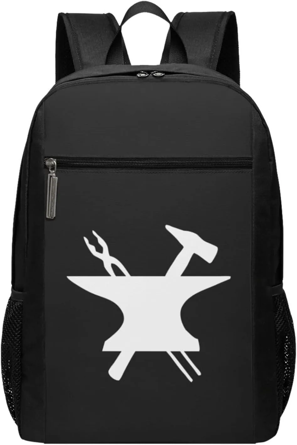 Blacksmith Hammer Logo Travel Laptop Backpack, Business Anti Theft Slim Sturdy Laptops Backpacks, College Computer Bag Gift for Men & Women Fits 17 Inch Notebook,Black