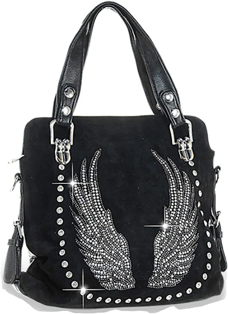 Bling Purse Double Handles Rhinestone Wing Purse