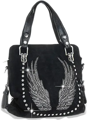 Bling Purse Double Handles Rhinestone Wing Purse