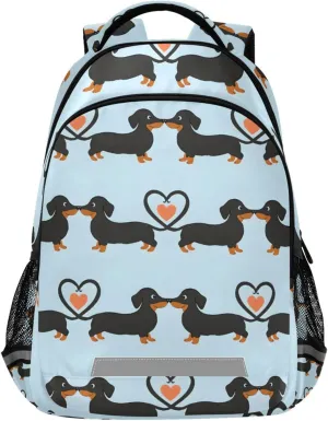 Blue Dachshund Dog Love Backpack for Girls Boys School Bookbag Kids Daypack Lightweight Laptop Backpack Back to School Supplies