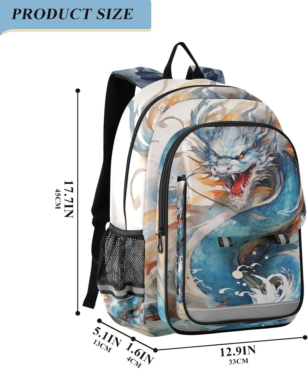 Blue Dragon Kids Backpack Large Capacity Bookbag with Reflective Schoolbag for Girls and Boys 20853111