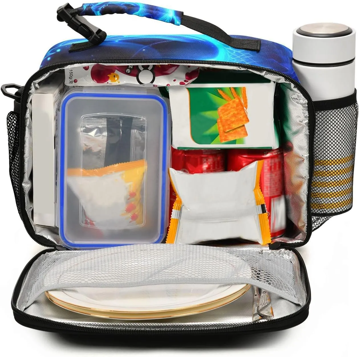 Blue Flame Dragon Kids Lunch Box Insulated Lunch Bags Cooler Tote Bag with Removable Shoulder Strap for Boy Girl Student 20856137
