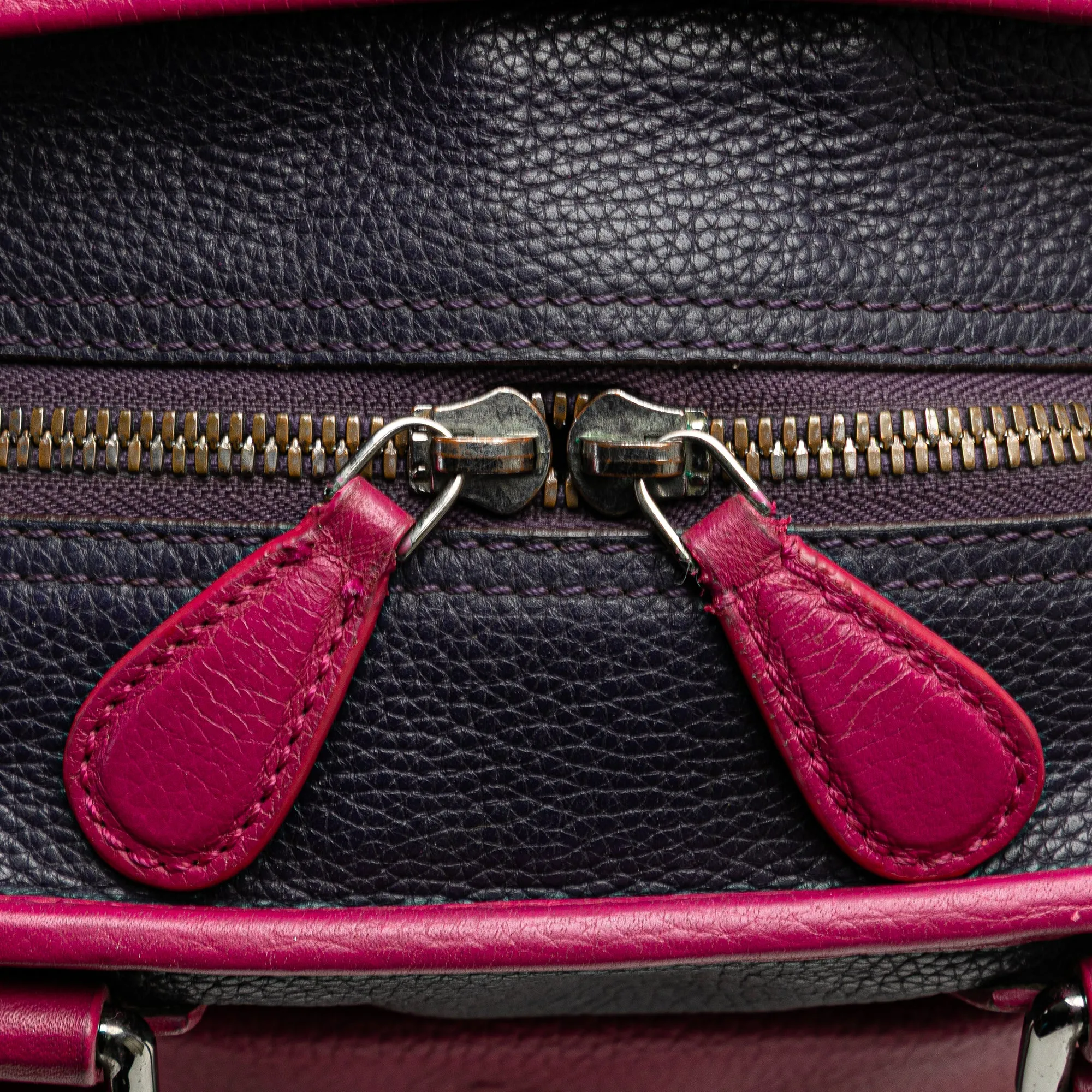 Blue Pink LOEWE Grained Bicolor Calfskin Cruz Satchel
