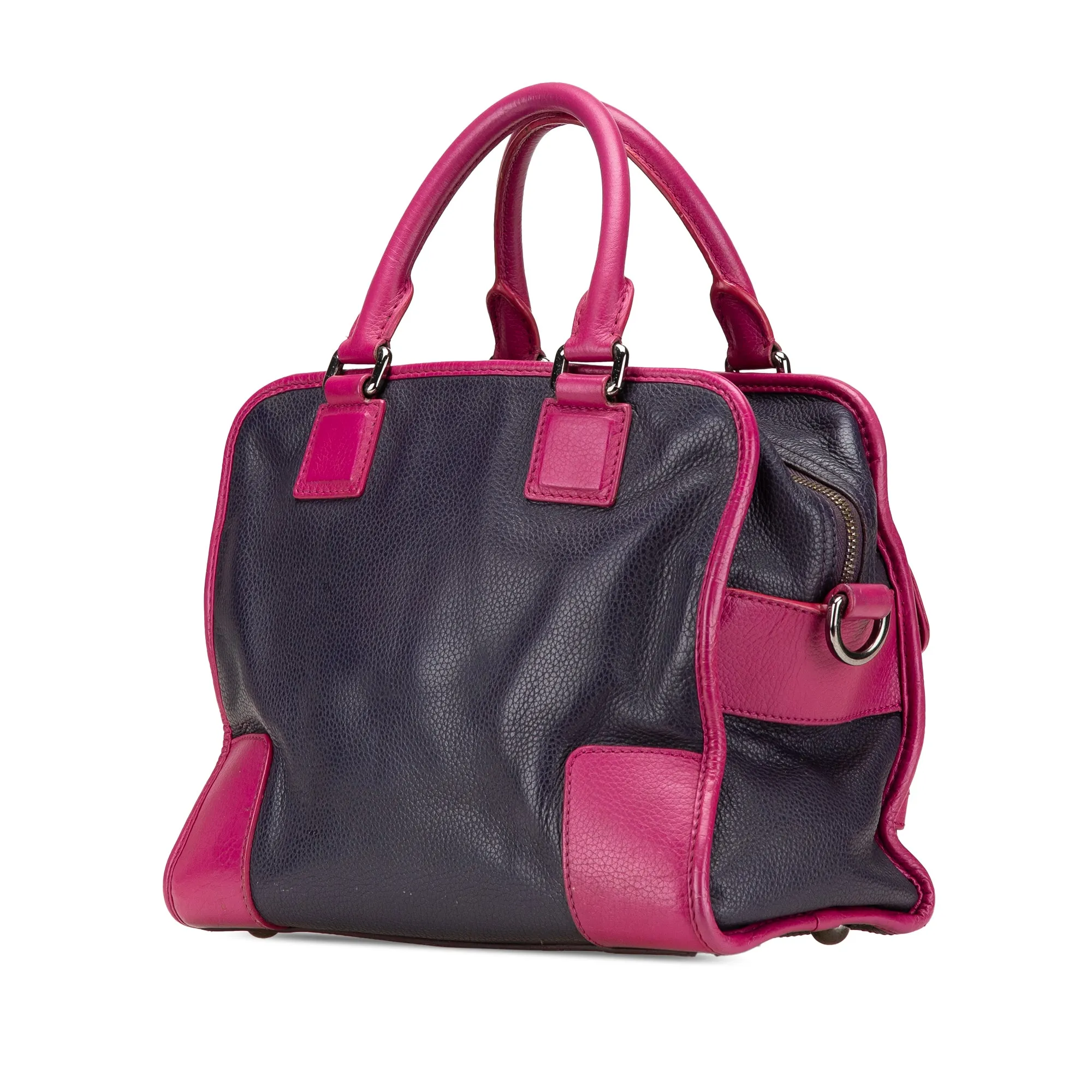 Blue Pink LOEWE Grained Bicolor Calfskin Cruz Satchel