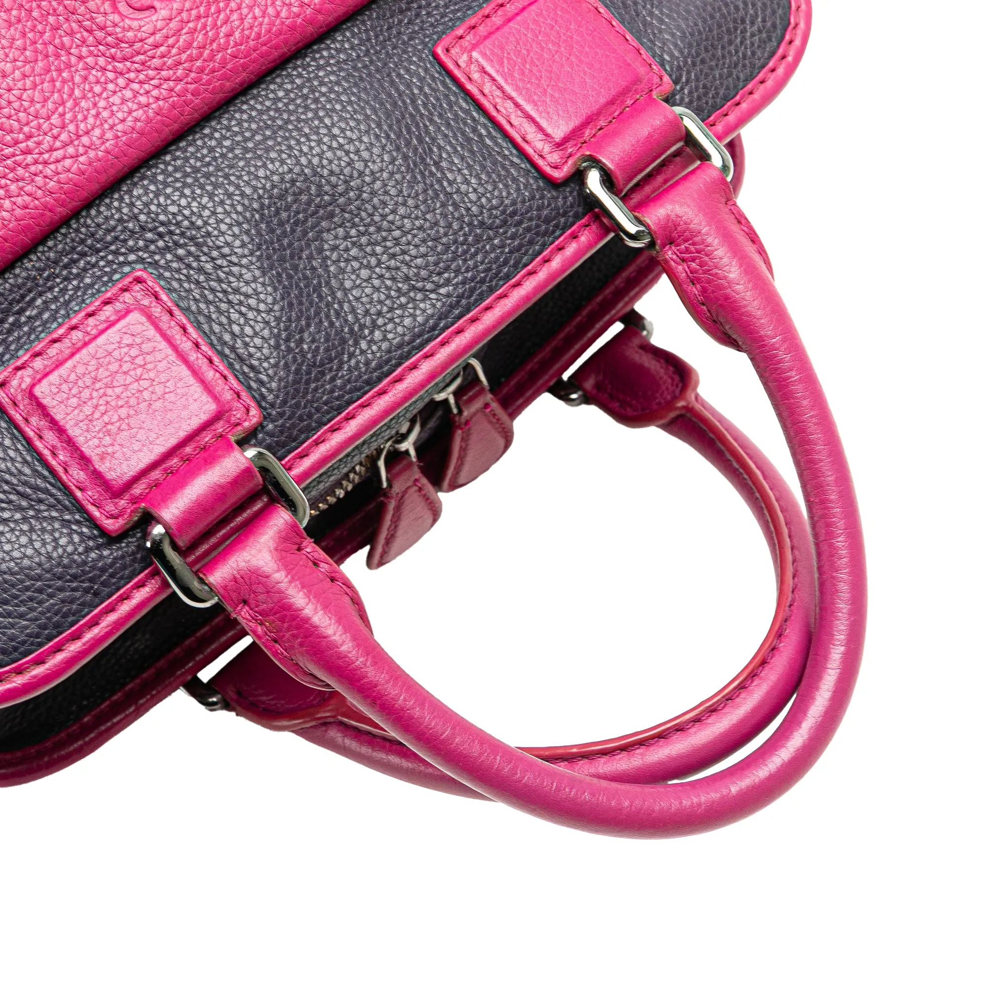 Blue Pink LOEWE Grained Bicolor Calfskin Cruz Satchel