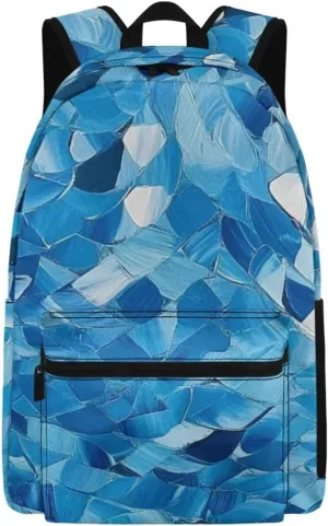 Blue Print Vibrant Pattern Kids Backpack with Side Pocket School Bookbag for Students Boys Girls