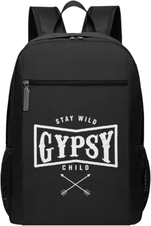 Bohemian Boho Chic Stay Wild Gypsy Child Hippie Travel Laptop Backpack, Business Anti Theft Slim Sturdy Laptops Backpacks, College Computer Bag Gift for Men & Women Fits 17 Inch Notebook,Black