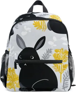 Bolaz Upgraded Backpack for School Teenagers Girls Boys-Black Rabbit Pattern,Travel Bag with Chest Buckle and Whistle