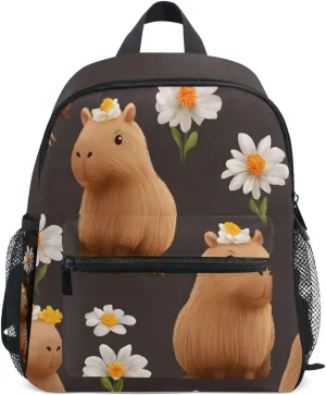 Bolaz Upgraded Backpack for School Teenagers Girls Boys-Cute Capibala Pattern,Travel Bag with Chest Buckle and Whistle
