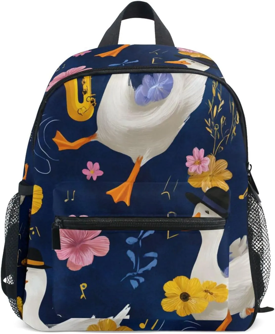 Bolaz Upgraded Backpack for School Teenagers Girls Boys-Duck Playing Suona Pattern,Travel Bag with Chest Buckle and Whistle