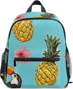 Bolaz Upgraded Backpack for School Teenagers Girls Boys-Toucan Hibiscus Flower Pattern,Travel Bag with Chest Buckle and Whistle