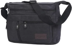 BOMKEE Canvas Messenger Bag, Satchel Bag Vintage Canvas Shoulder Bags Crossbody Laptop Side Bag for Work School Travel