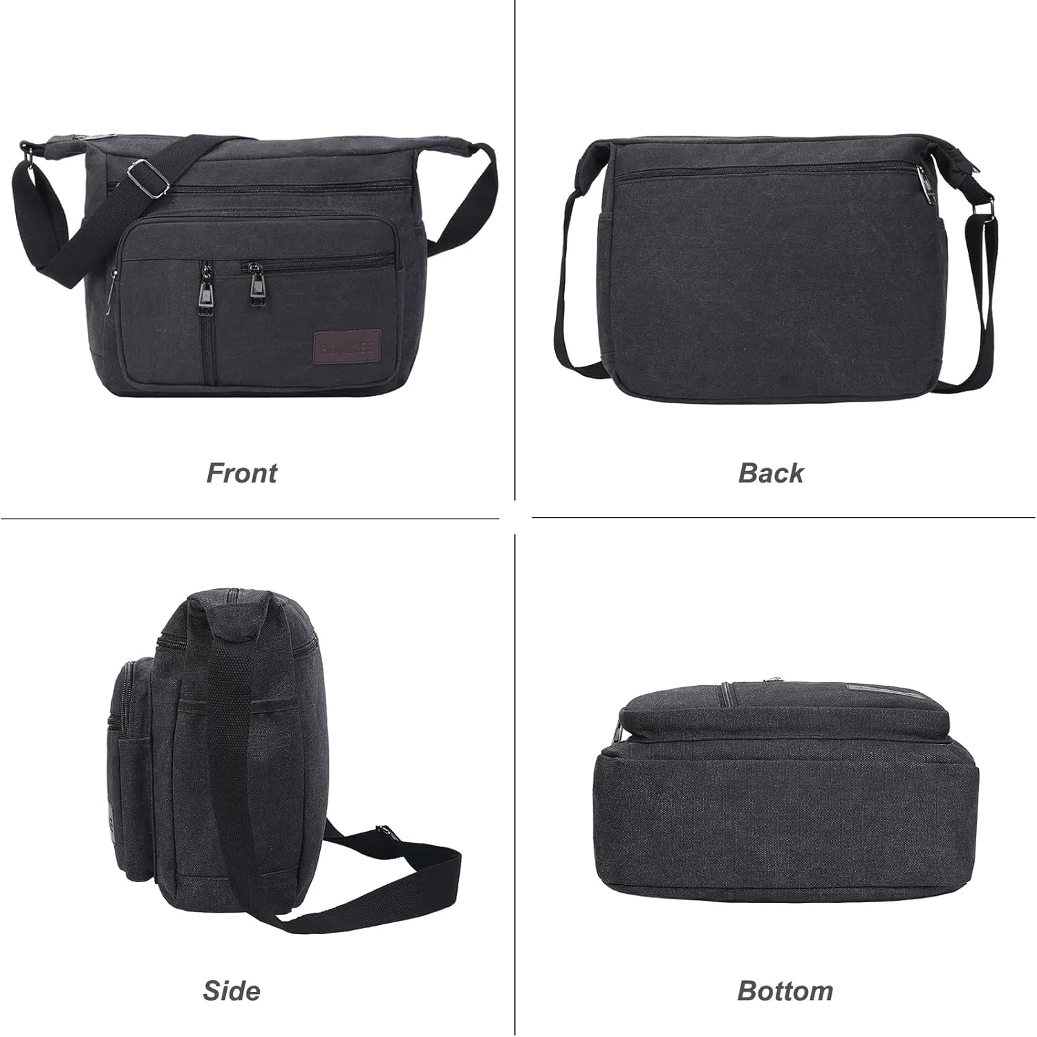 BOMKEE Canvas Messenger Bag, Satchel Bag Vintage Canvas Shoulder Bags Crossbody Laptop Side Bag for Work School Travel